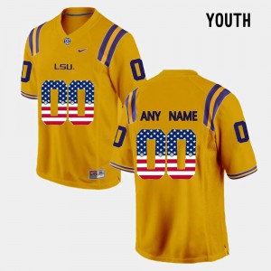 Youth Custom Gold LSU #00 US Flag Fashion Stitch Jerseys