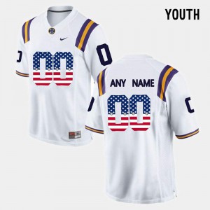 Youth Custom White LSU #00 Stitch Jerseys