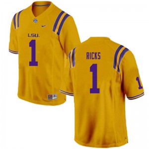 Mens Elias Ricks Gold Tigers #1 Stitched Jerseys