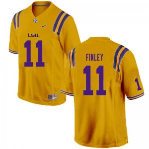 Men TJ Finley Gold Louisiana State Tigers #11 University Jerseys