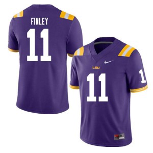 Mens TJ Finley Purple LSU #11 Stitched Jerseys