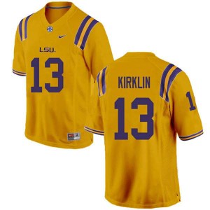 Men Jontre Kirklin Gold LSU Tigers #13 Stitch Jerseys