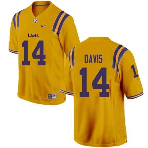 Mens Drake Davis Gold Tigers #14 Stitched Jersey