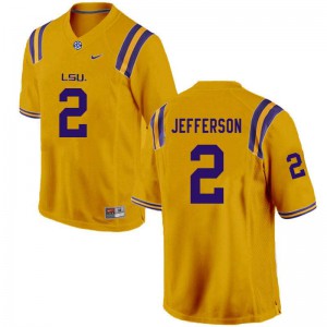 Mens Justin Jefferson Gold Louisiana State Tigers #2 College Jersey