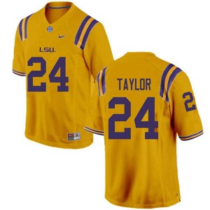 Mens Tyler Taylor Gold LSU #24 Football Jersey