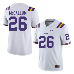 Men's Kendall McCallum White LSU Tigers #26 Stitched Jerseys