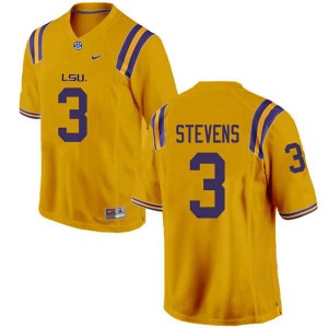 Men JaCoby Stevens Gold LSU Tigers #3 Stitch Jerseys