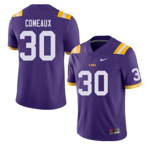 Men's Cade Comeaux Purple Louisiana State Tigers #30 Stitched Jerseys