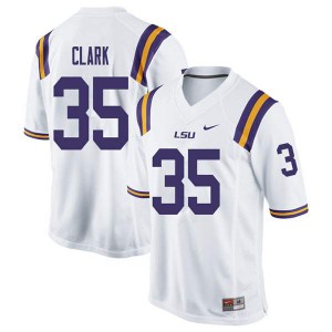 Men Damone Clark White LSU Tigers #35 Embroidery Jerseys