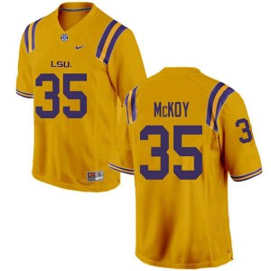 Mens Wesley McKoy Gold LSU Tigers #35 Embroidery Jersey