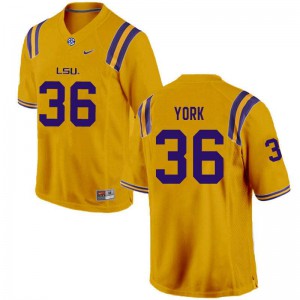 Men Cade York Gold LSU #36 Stitch Jerseys