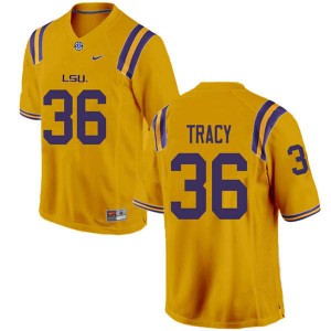 Men Cole Tracy Gold LSU Tigers #36 Embroidery Jersey