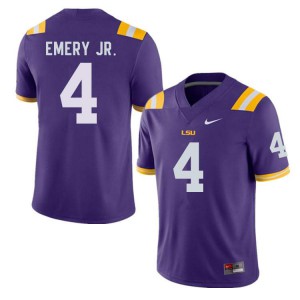 Mens John Emery Jr. Purple LSU Tigers #4 Football Jerseys