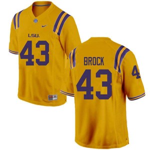 Men Matt Brock Gold LSU #43 Stitch Jersey
