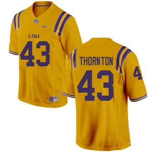 Men Ray Thornton Gold LSU Tigers #43 University Jerseys