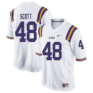 Men Dantrieze Scott White LSU Tigers #48 Football Jerseys