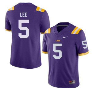 Mens Devonta Lee Purple LSU #5 Stitched Jerseys