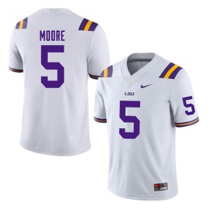 Men Koy Moore White Louisiana State Tigers #5 Official Jersey