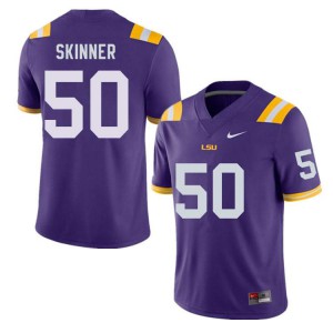 Mens Quentin Skinner Purple Tigers #50 NCAA Jerseys