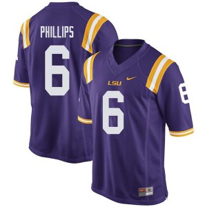 Men's Jacob Phillips Purple LSU Tigers #6 Embroidery Jersey