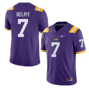 Mens Grant Delpit Purple LSU #7 Stitch Jerseys