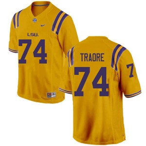 Mens Badara Traore Gold LSU Tigers #74 Stitched Jerseys