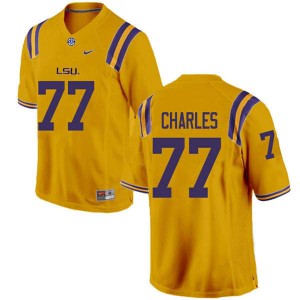 Men Saahdiq Charles Gold LSU Tigers #77 High School Jerseys