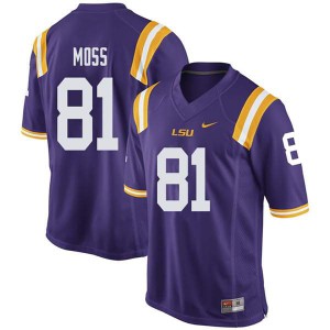 Mens Thaddeus Moss Purple Louisiana State Tigers #81 Embroidery Jerseys