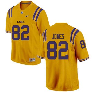 Men's Kenan Jones Gold Louisiana State Tigers #82 Stitch Jerseys