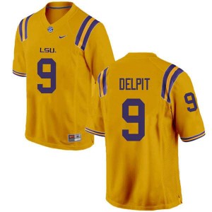 Men's Grant Delpit Gold Tigers #9 Embroidery Jersey