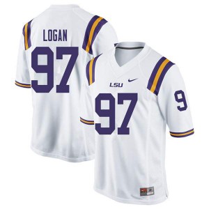 Men's Glen Logan White LSU #97 Stitch Jerseys