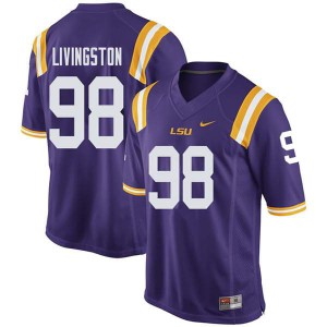 Men Dominic Livingston Purple LSU #98 Player Jersey