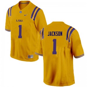 Men's Donte Jackson Gold Louisiana State Tigers #1 Embroidery Jersey