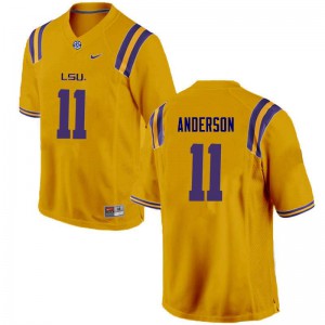 Men's Dee Anderson Gold LSU Tigers #11 Football Jerseys