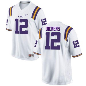 Mens Micah Dickens White LSU #12 Stitched Jersey