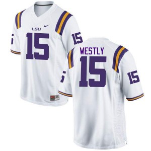 Men Tony Westly White LSU #15 Official Jerseys