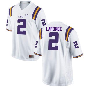 Men's Trey LaForge White Louisiana State Tigers #2 Stitch Jerseys