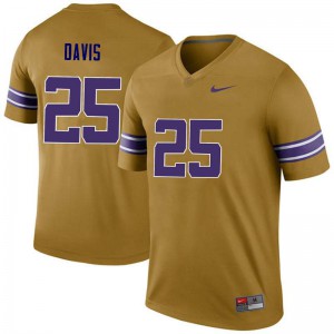 Mens Drake Davis Gold Louisiana State Tigers #25 Legend Stitch Jerseys