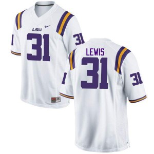 Mens Cameron Lewis White LSU Tigers #31 Player Jersey