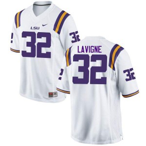 Mens Leyton Lavigne White LSU #32 Football Jerseys