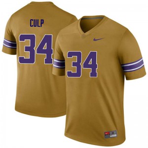 Mens Connor Culp Gold Louisiana State Tigers #34 Legend Stitched Jersey