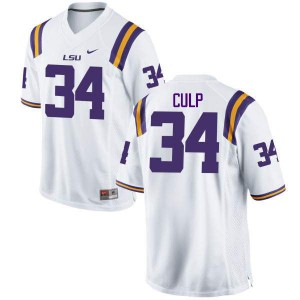 Mens Connor Culp White Louisiana State Tigers #34 Stitched Jerseys