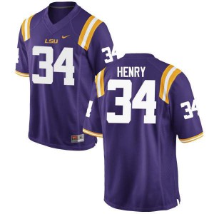 Men Reshaud Henry Purple LSU #34 Stitch Jerseys