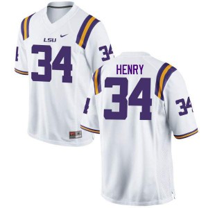 Men's Reshaud Henry White Tigers #34 Embroidery Jerseys