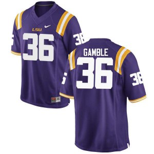 Men's Cameron Gamble Purple LSU #36 Official Jersey