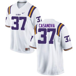 Men's Tommy Casanova White LSU #37 Player Jersey