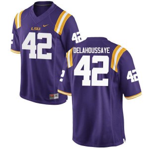 Mens Colby Delahoussaye Purple Louisiana State Tigers #42 Embroidery Jerseys