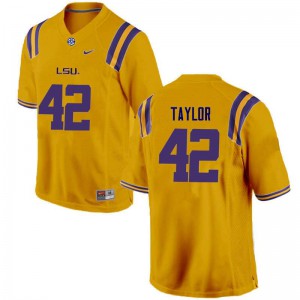 Men's Jim Taylor Gold LSU Tigers #42 Embroidery Jersey