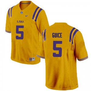 Mens Derrius Guice Gold Louisiana State Tigers #5 Stitched Jersey