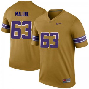 Mens K.J. Malone Gold LSU Tigers #63 Legend NCAA Jersey